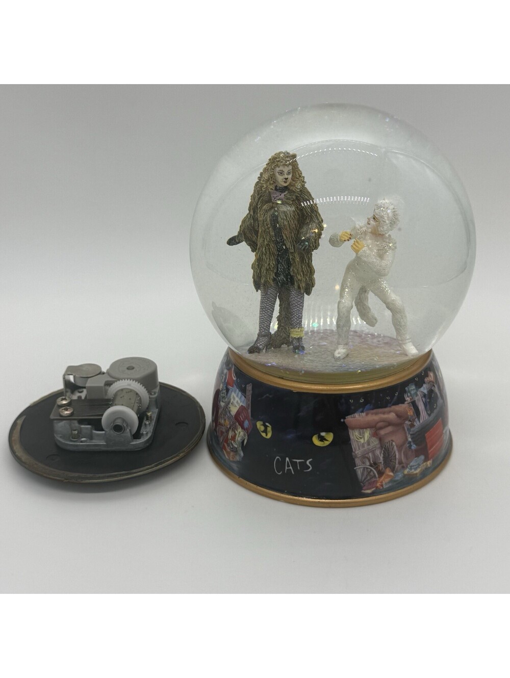 NO BUBBLE Rare Cats Musical Snow Globe San Francisco Music Box Co Grizabella